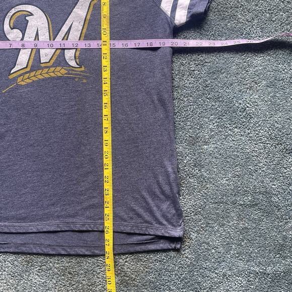 Milwaukee Brewers Women’s Large V-Neck T-Shirt Blue Short Sleeve MLB Baseball - Picture 3 of 8